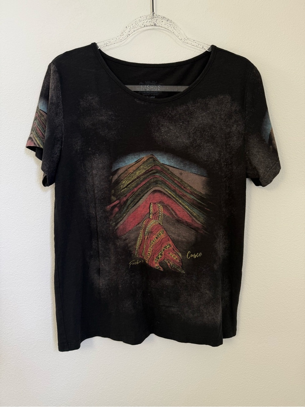 Fasha’s Black Graphic Tee Peru’s Cusco Graphic Soft Size XL